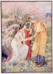 Demetra gioiva, perché sua figlia era al suo fianco, illustrazione da The Story of Greece di Mary Macgregor, 1a edizione, 1913 (stampa a colori) da Walter Crane